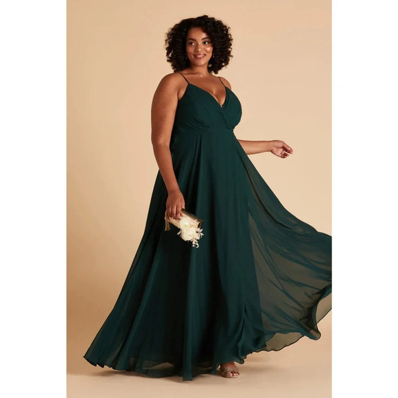 NWT Birdy Grey Kaia Maxi Dress Sleeveless Sweetheart V Neck Chiffon Emerald 3X - Picture 3 of 8